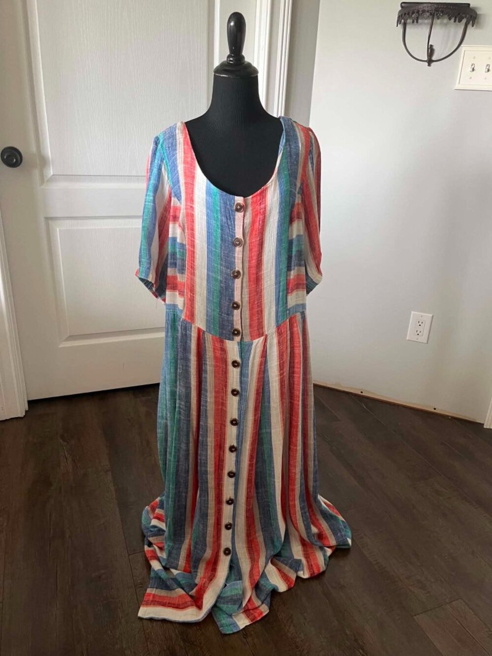 Ulla Popken Striped Linen Blend Button Front Dress size 20 - Picture 5 of 11